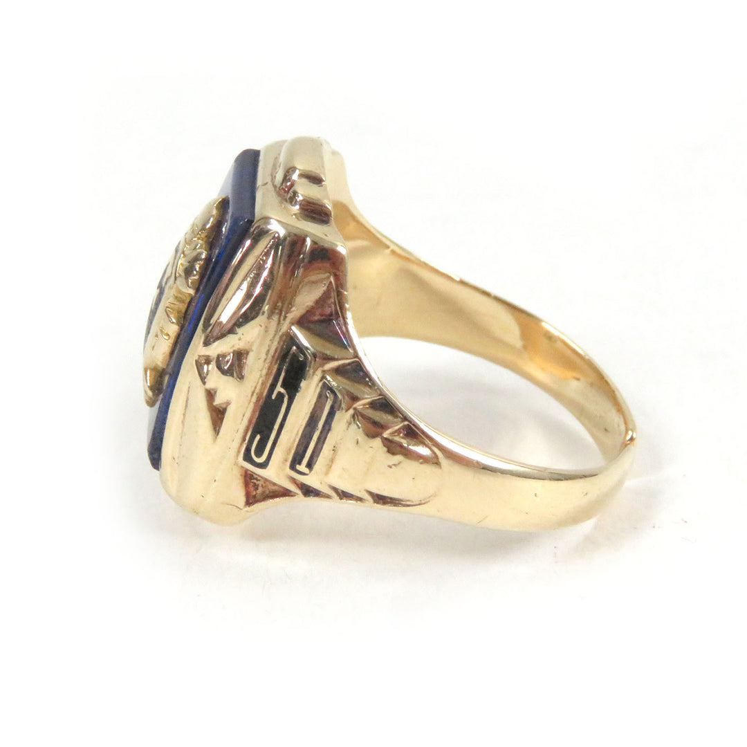 Great JOSTENS Ring 1951 FHS Accessories College Gold blue 10K mens