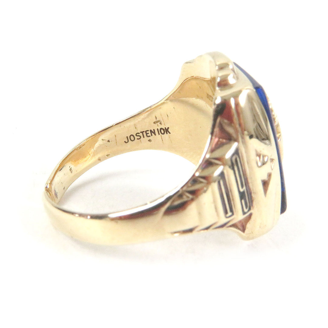Great JOSTENS Ring 1951 FHS Accessories College Gold blue 10K mens