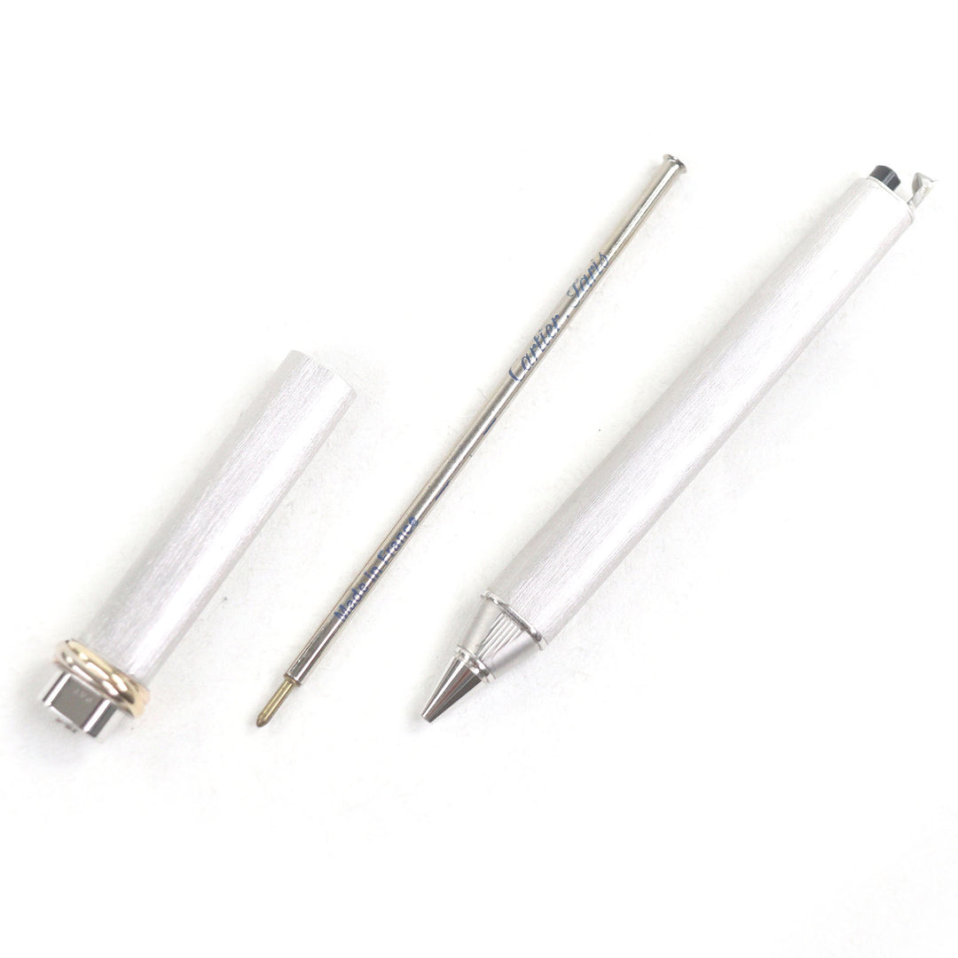 Excellent Cartier Ballpoint pen Trinity Hairline Cap Type Silver gold mens