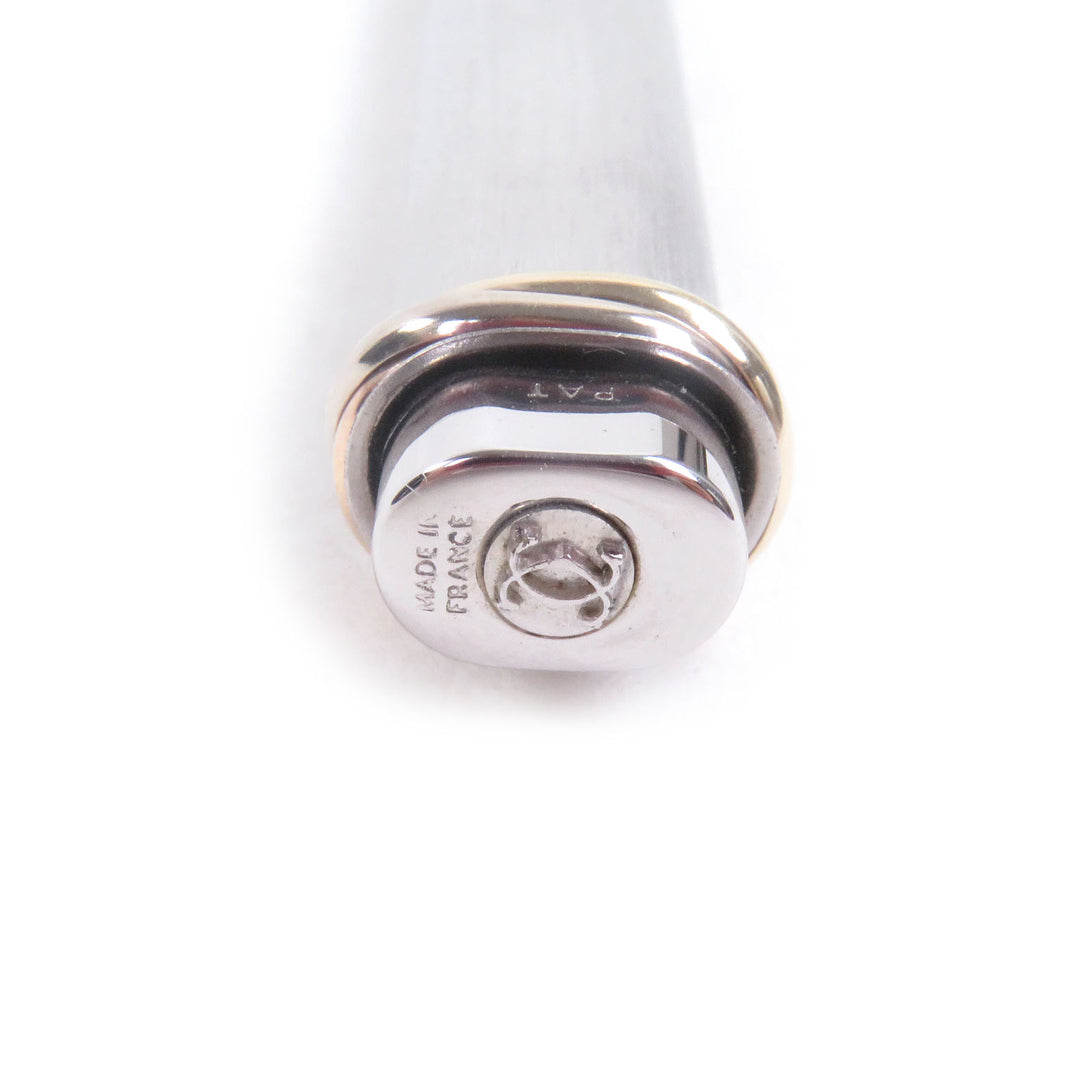 Excellent Cartier Ballpoint pen Trinity Hairline Cap Type Silver gold mens