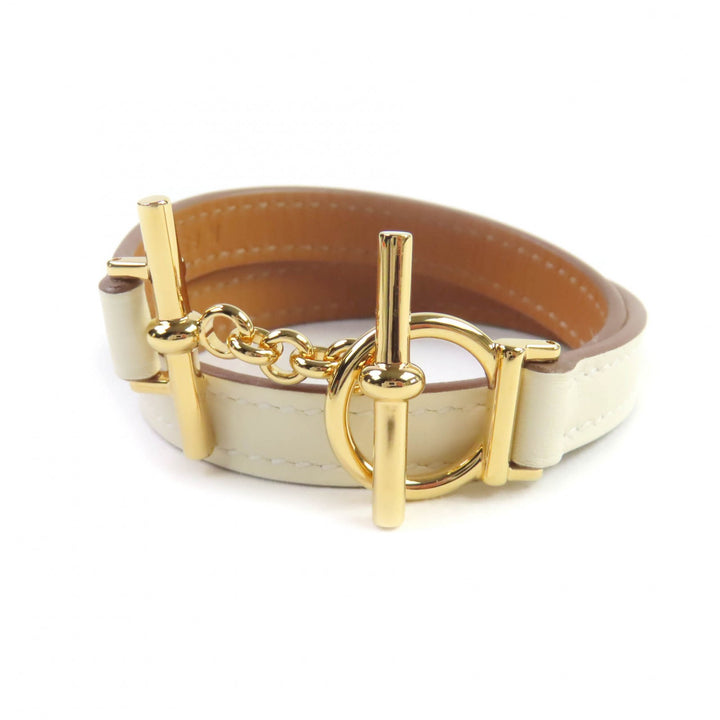 Pristine HERMES bracelet Croisier Double Tour leather Vaux Swift Leather Women