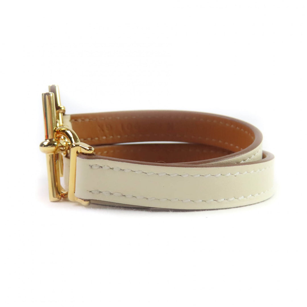 Pristine HERMES bracelet Croisier Double Tour leather Vaux Swift Leather Women