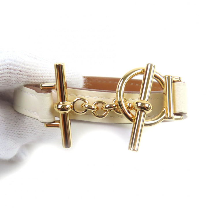 Pristine HERMES bracelet Croisier Double Tour leather Vaux Swift Leather Women