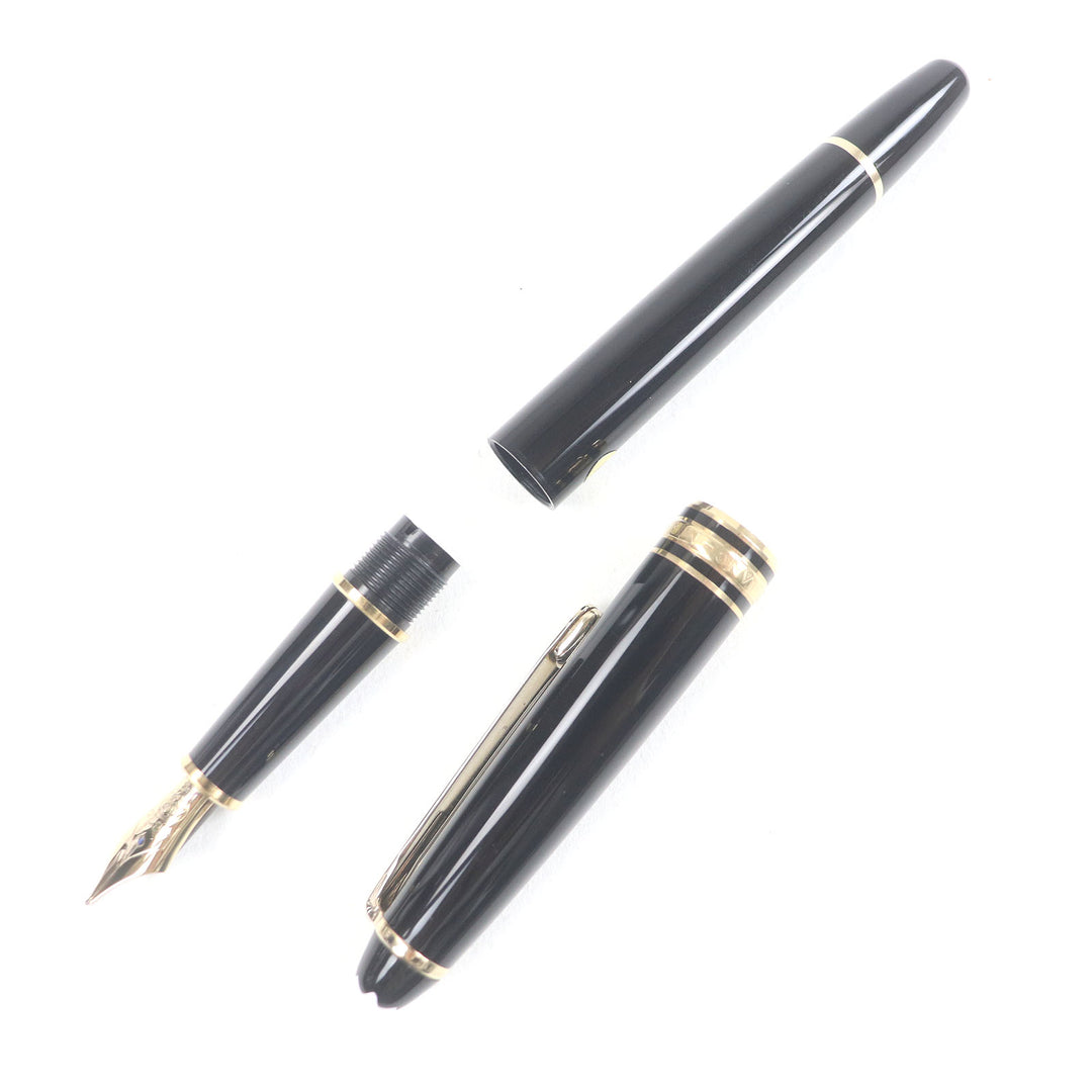 Excellent MONTBLANC fountain pen Meisterstck Classic Cap type Black gold 14K mens