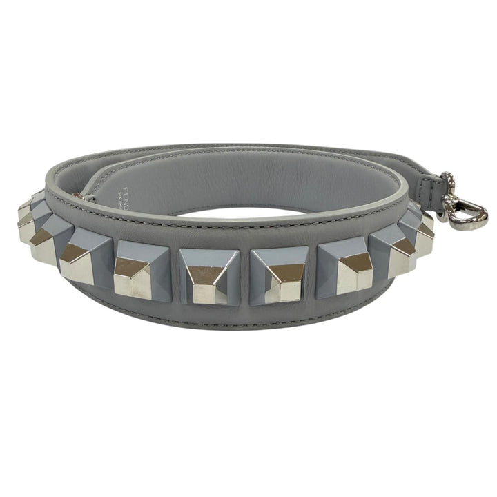 Great FENDI Strap You Shoulder Strap logo gray leather Women 8AV077
