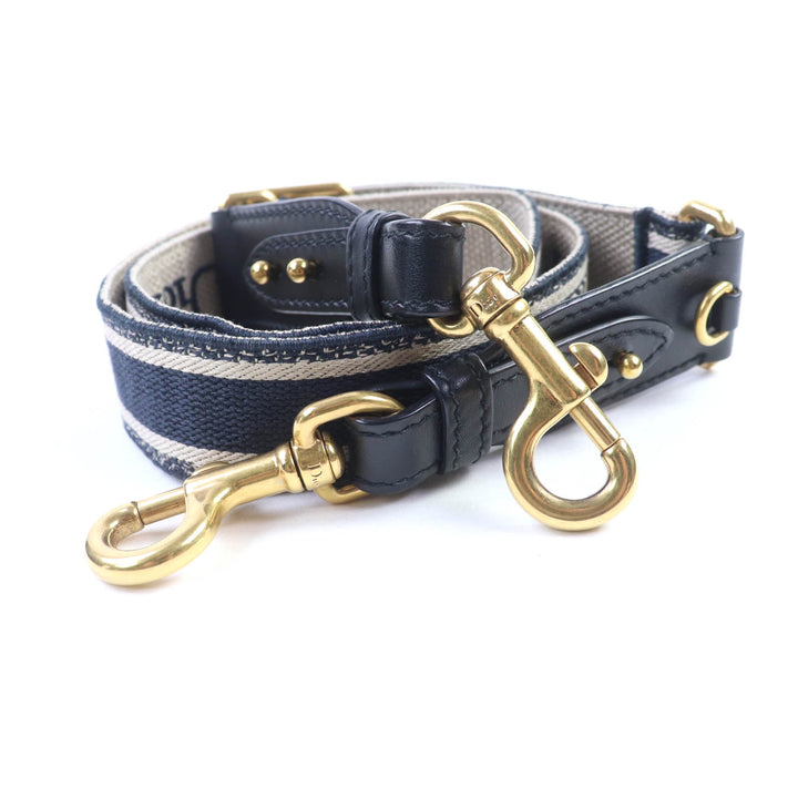 Very Good Christian Dior Shoulder strap Embroidery Logo Design Navy canvas Women S8553CBTE