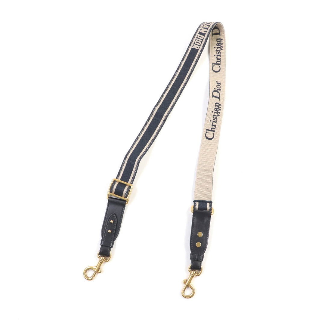 Very Good Christian Dior Shoulder strap Embroidery Logo Design Navy canvas Women S8553CBTE