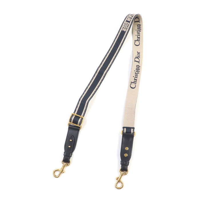 Very Good Christian Dior Shoulder strap Embroidery Logo Design Navy canvas Women S8553CBTE