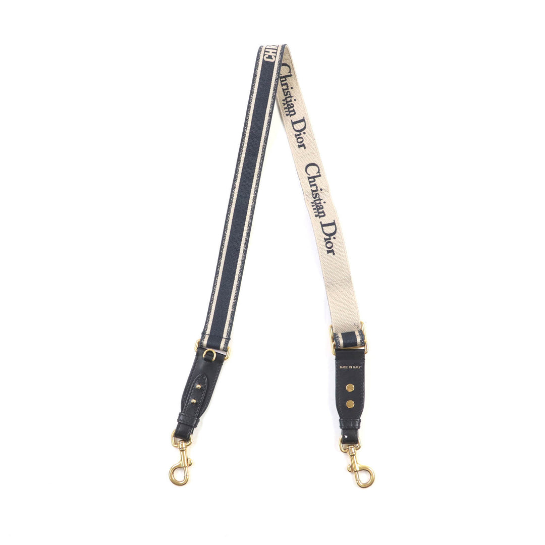 Very Good Christian Dior Shoulder strap Embroidery Logo Design Navy canvas Women S8553CBTE