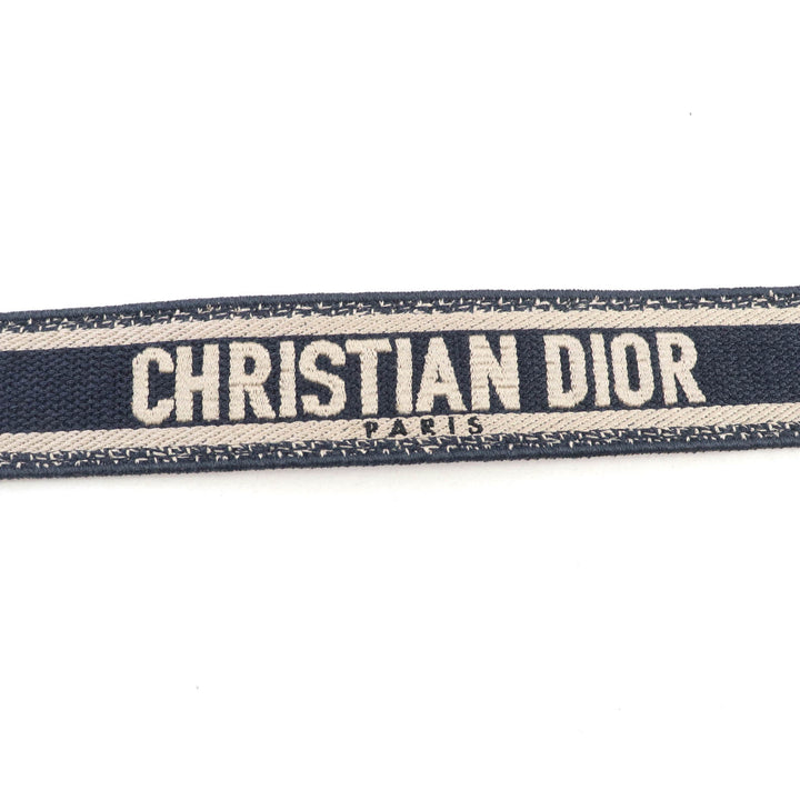 Very Good Christian Dior Shoulder strap Embroidery Logo Design Navy canvas Women