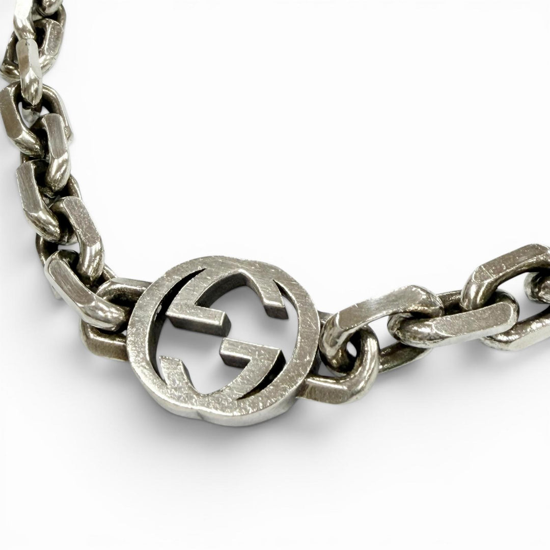 Very Good GUCCI Necklace Interlocking G Silver AG925 mens 620796