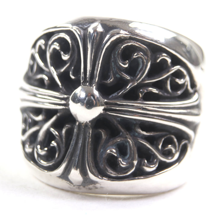 Great CHROME HEARTS Ring Classic oval cross Silver 925 mens