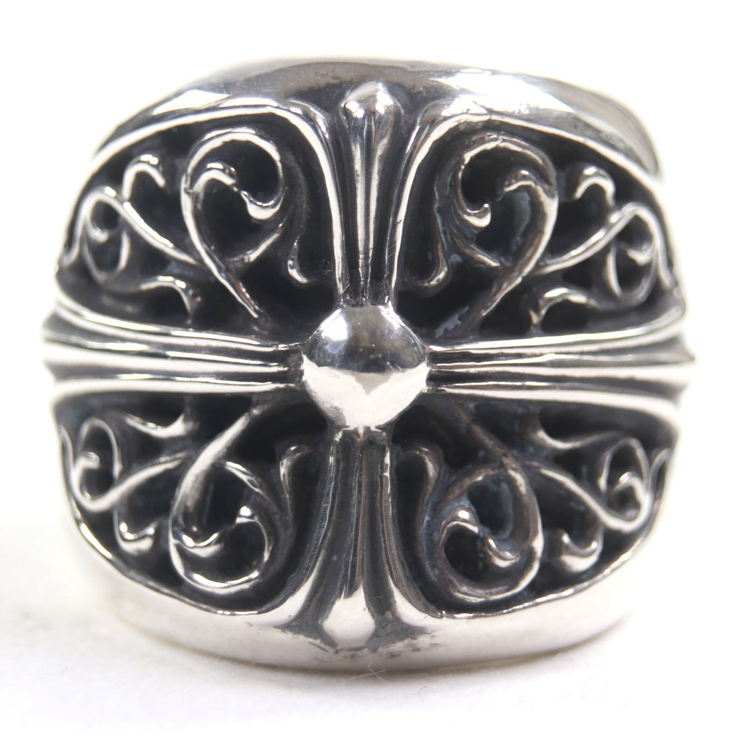 Great CHROME HEARTS Ring Classic oval cross Silver 925 mens