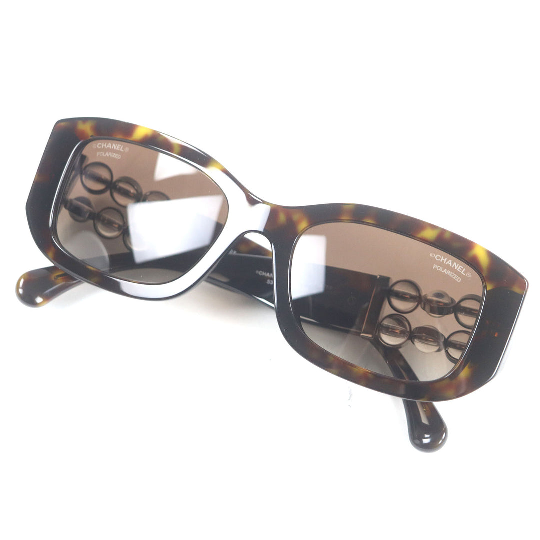 Excellent CHANEL sunglasses Rectangle Shape COCO Mark Eyewear Brown