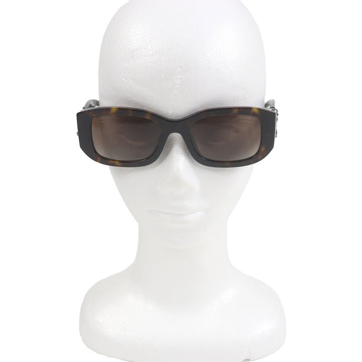 Excellent CHANEL sunglasses Rectangle Shape COCO Mark Eyewear Brown