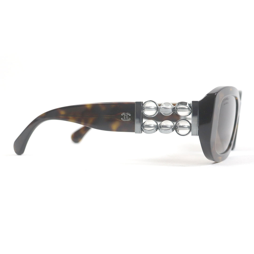 Excellent CHANEL sunglasses Rectangle Shape COCO Mark Eyewear Brown