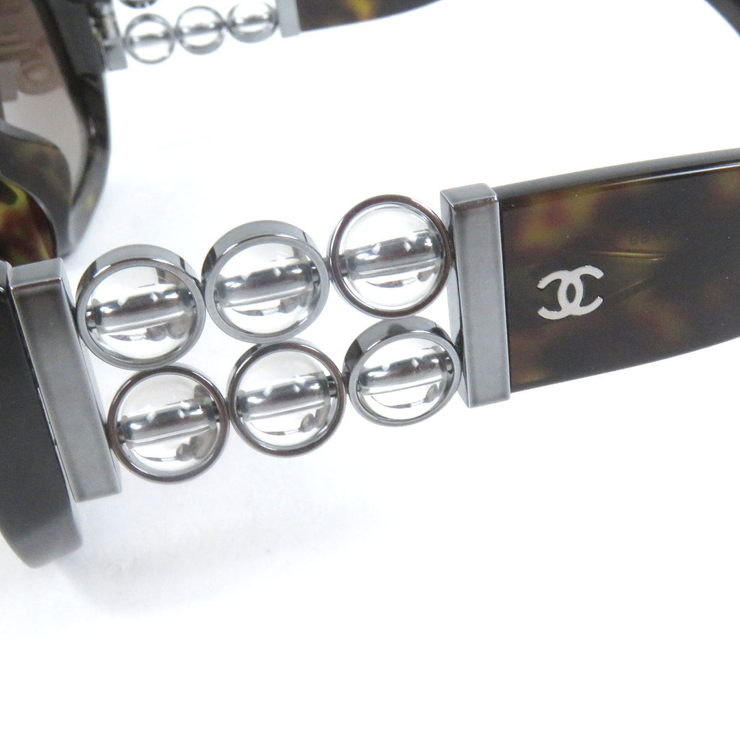 Excellent CHANEL sunglasses Rectangle Shape COCO Mark Eyewear Brown