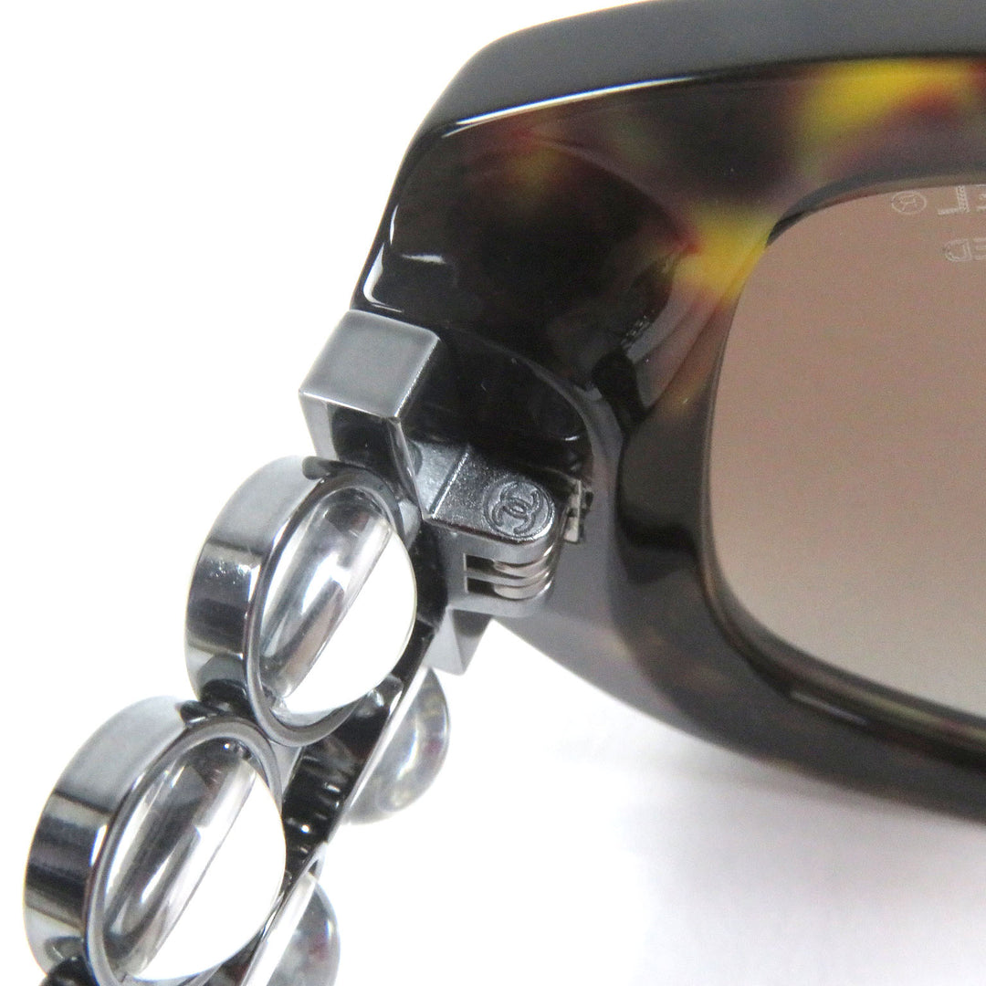 Excellent CHANEL sunglasses Rectangle Shape COCO Mark Eyewear Brown