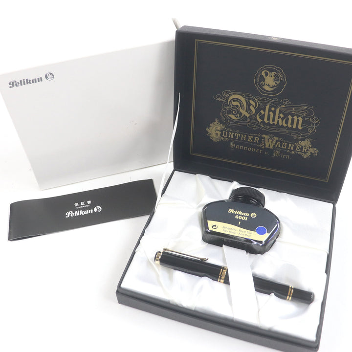 Excellent PERIKAN fountain pen Souvern M600 Cap type Black gold 14C mens