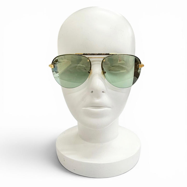 Great LOUIS VUITTON sunglasses Clockwise Monogram Half-Rim Brown mens Z1108E