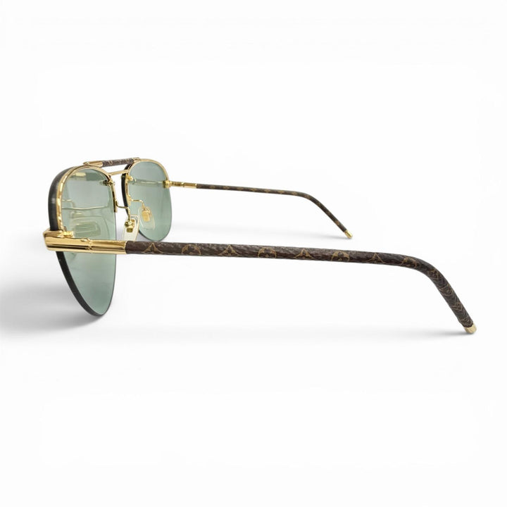 Great LOUIS VUITTON sunglasses Clockwise Monogram Half-Rim Brown mens Z1108E