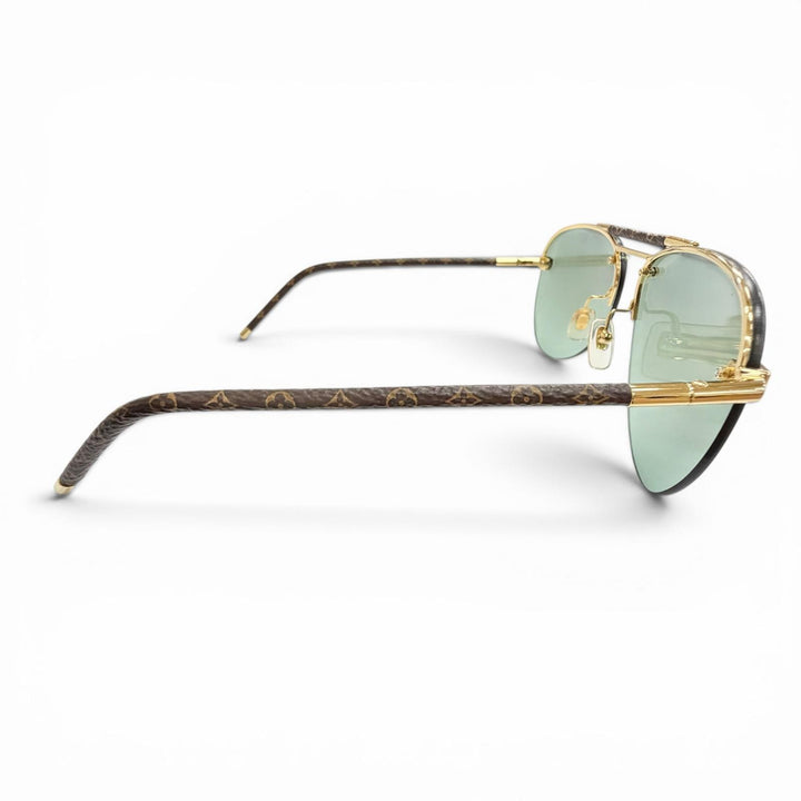 Great LOUIS VUITTON sunglasses Clockwise Monogram Half-Rim Brown mens Z1108E