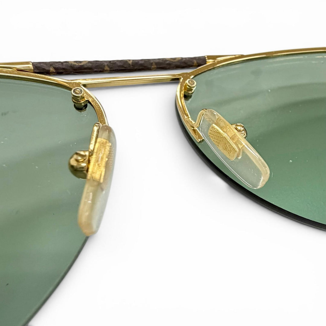 Great LOUIS VUITTON sunglasses Clockwise Monogram Half-Rim Brown mens Z1108E