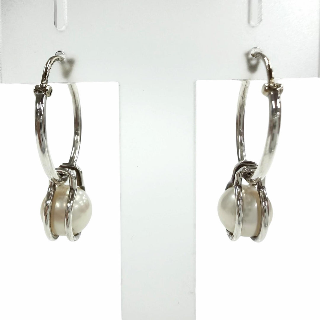 Great TIFFANY&Co. Pierce Hardware Pearl Hoop 925 Women