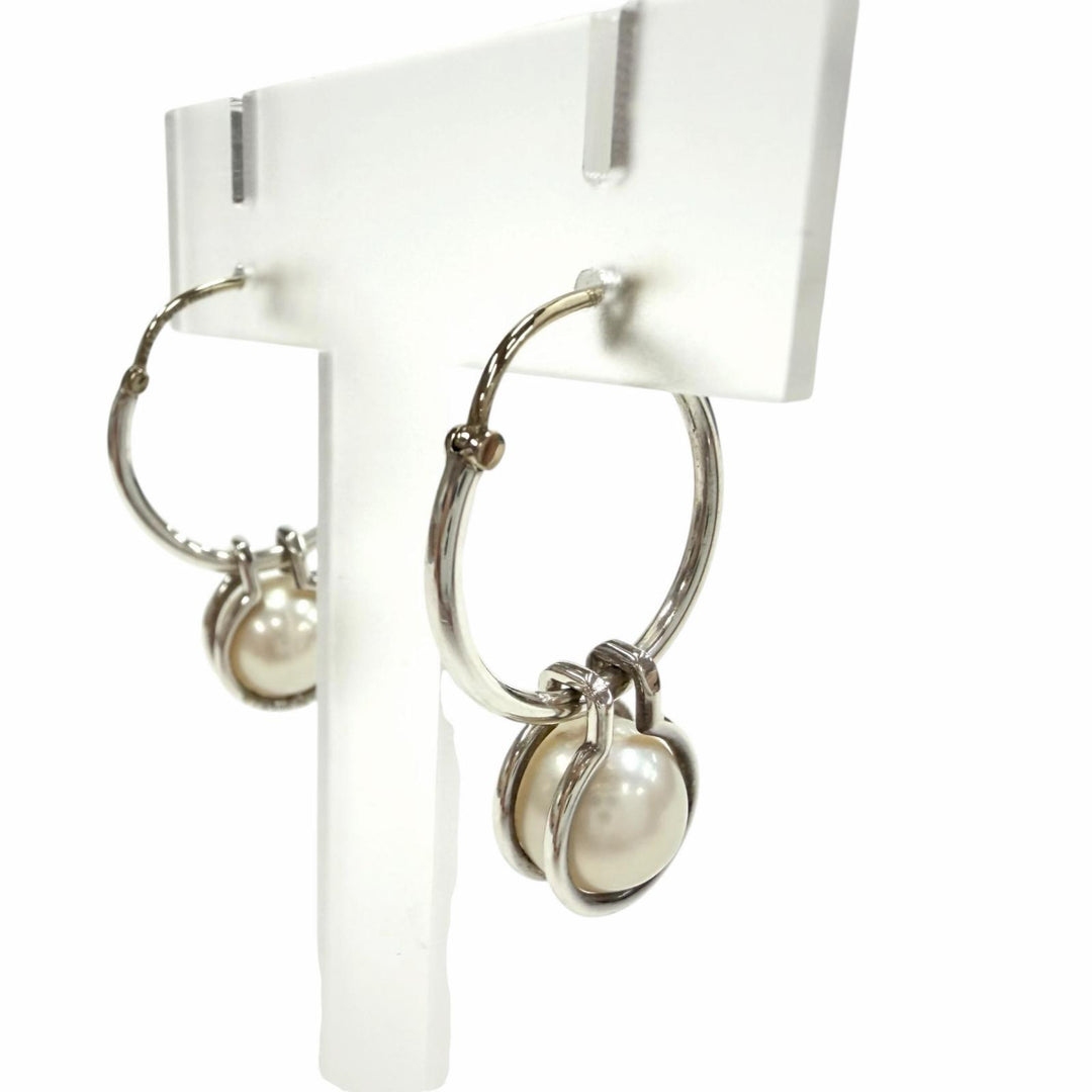 Great TIFFANY&Co. Pierce Hardware Pearl Hoop 925 Women
