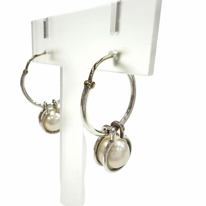 Great TIFFANY&Co. Pierce Hardware Pearl Hoop 925 Women