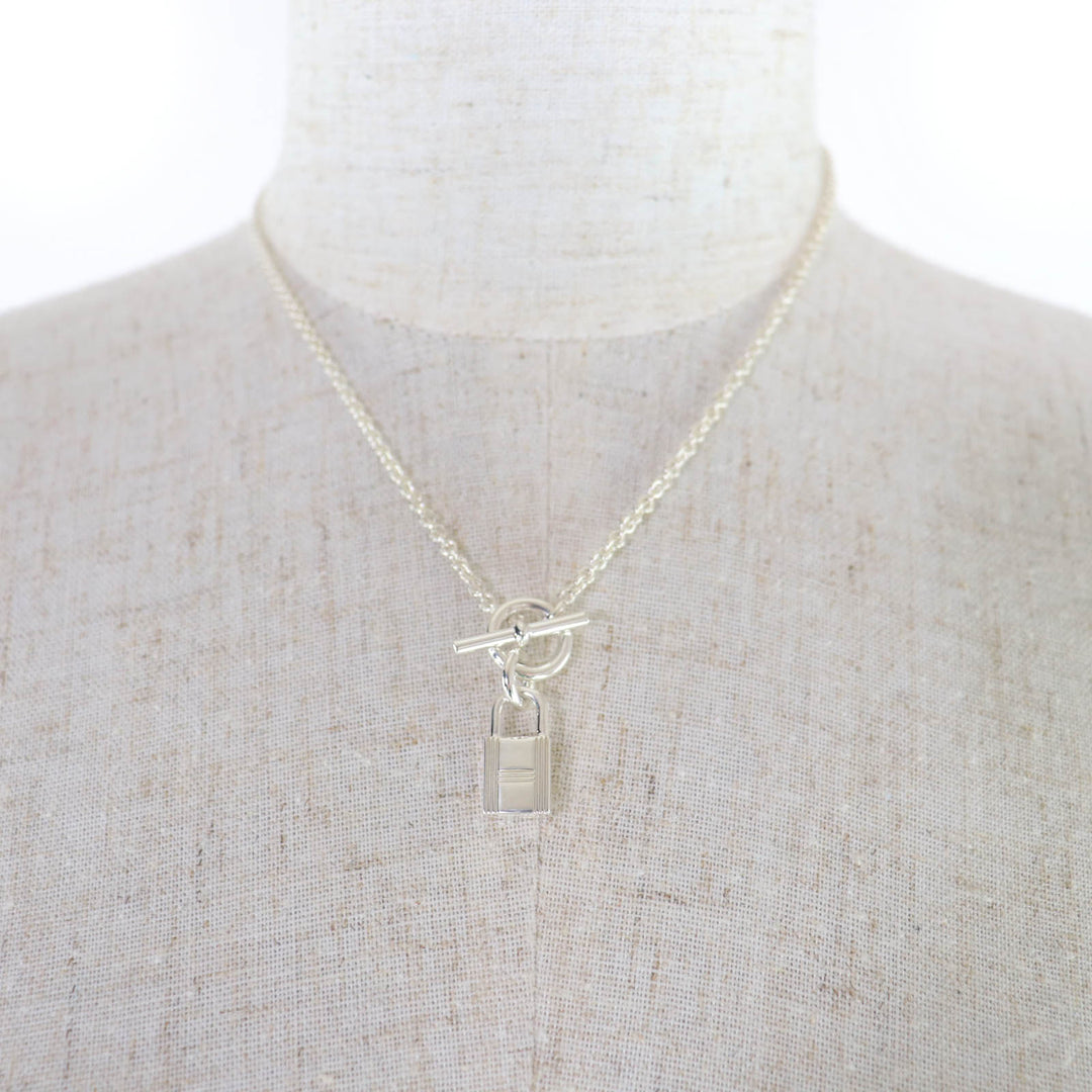 Excellent HERMES Necklace Amulet Cadena Silver AG925 Women