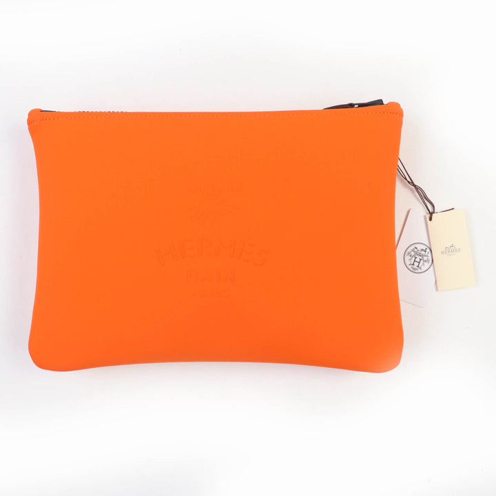 Pristine HERMES Pouch Truth Flat Neoban MM Orange polyamide Women