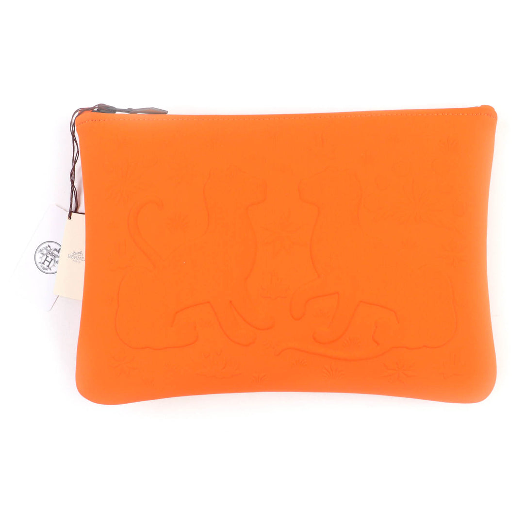 Pristine HERMES Pouch Truth Flat Neoban MM Orange polyamide Women