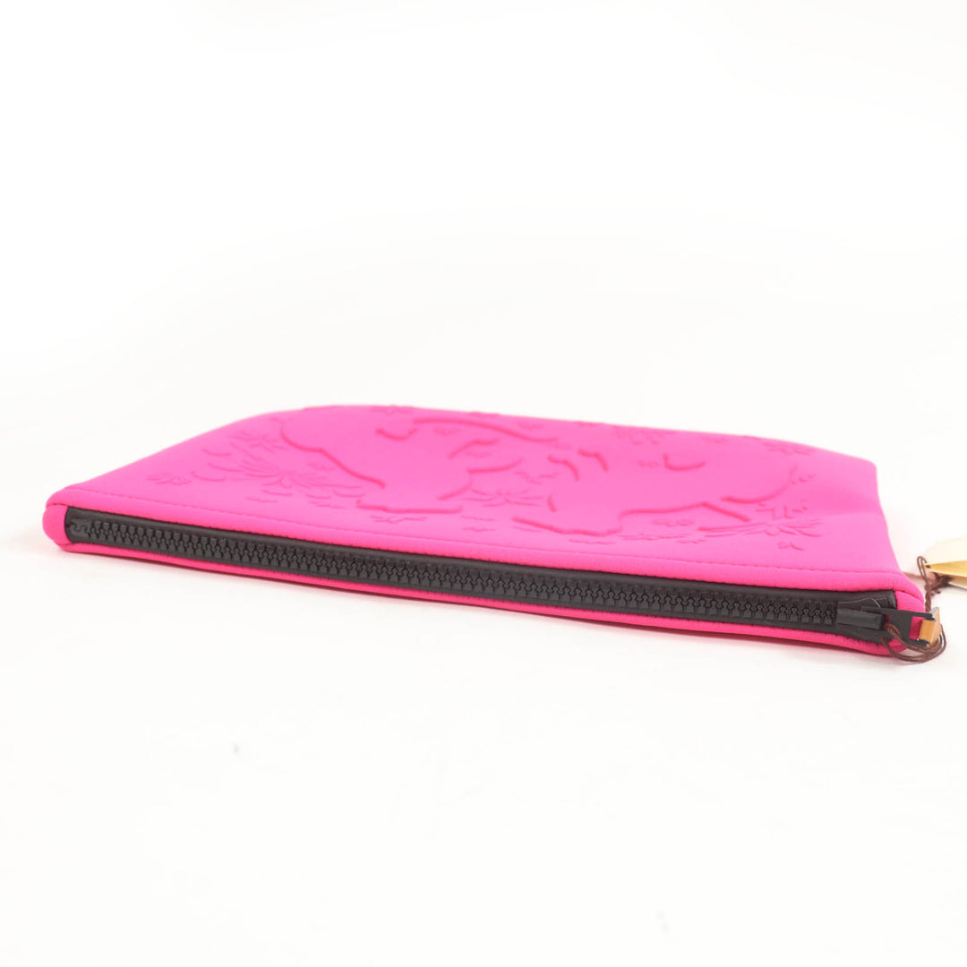 Pristine HERMES Pouch Neoban Truth Flat MM Cheetah pink polyamide Women