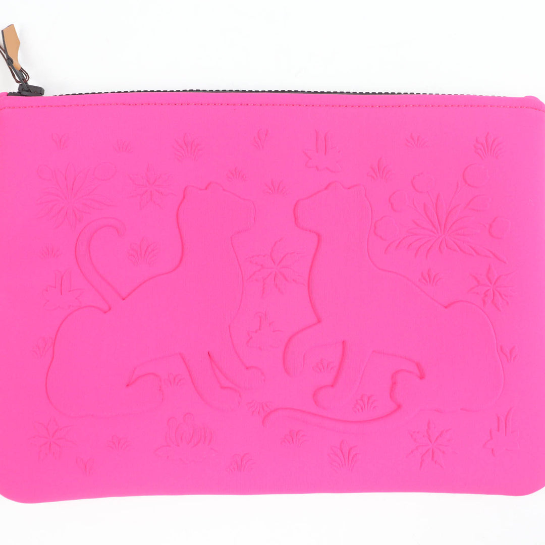 Pristine HERMES Pouch Neoban Truth Flat MM Cheetah pink polyamide Women