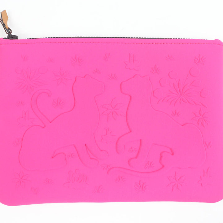 Pristine HERMES Pouch Neoban Truth Flat MM Cheetah pink polyamide Women