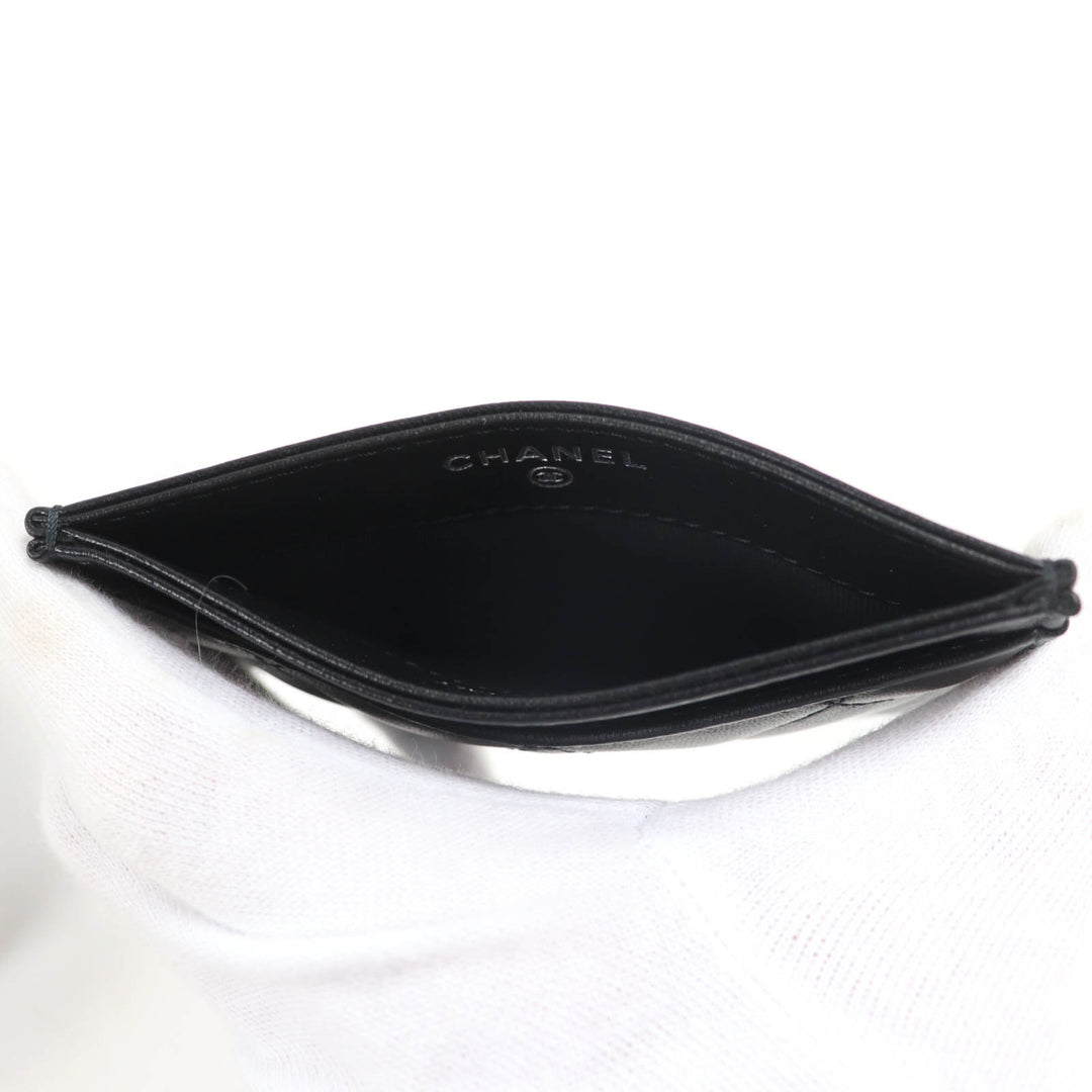 Excellent CHANEL Card Case Matrasse COCO Mark black lambskin Women AP4472