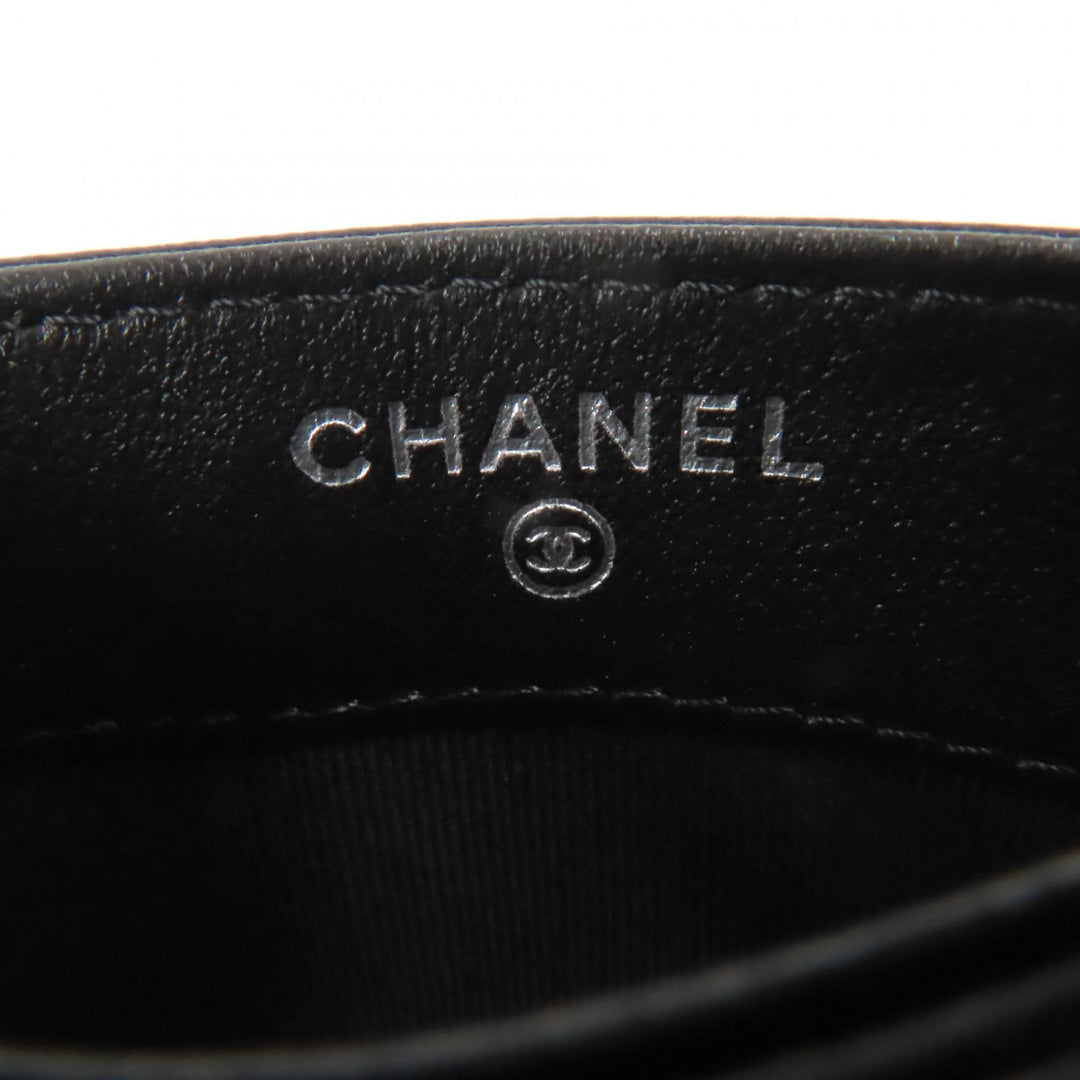 Excellent CHANEL Card Case Matrasse COCO Mark black lambskin Women AP4472