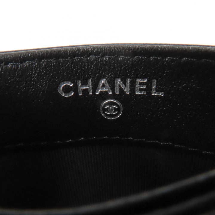 Excellent CHANEL Card Case Matrasse COCO Mark black lambskin Women AP4472