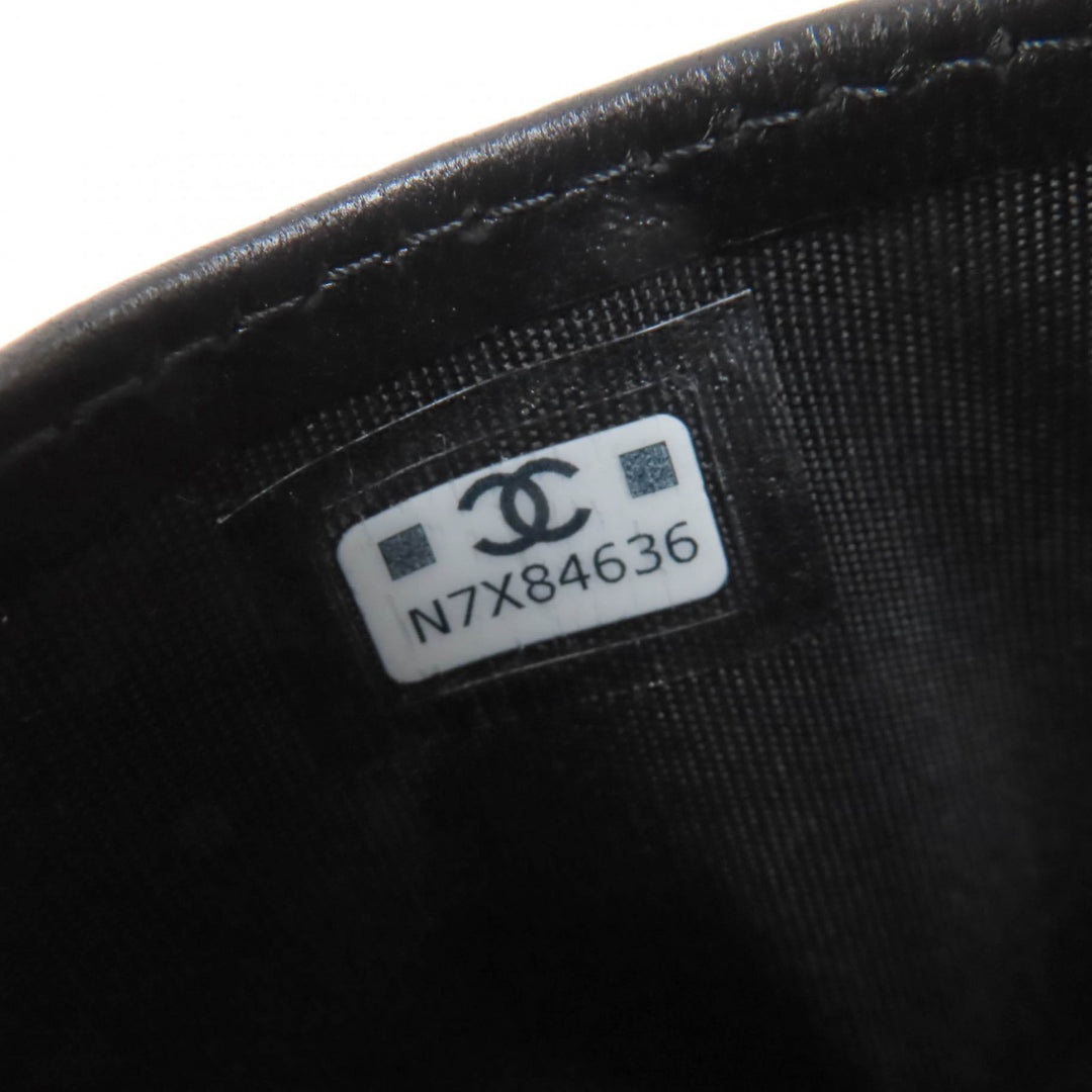 Excellent CHANEL Card Case Matrasse COCO Mark black lambskin Women AP4472