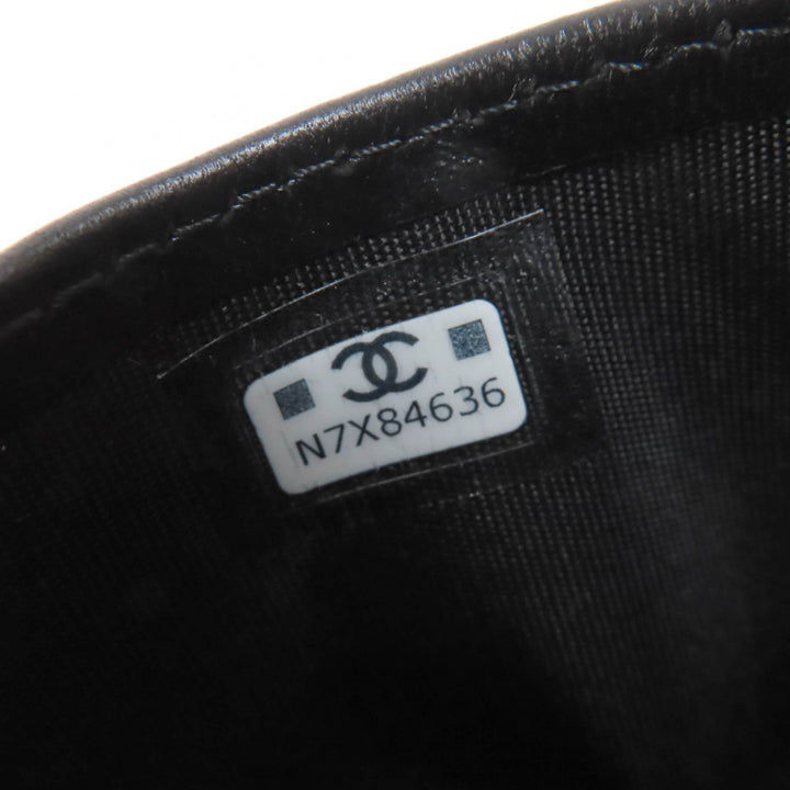 Excellent CHANEL Card Case Matrasse COCO Mark black lambskin Women AP4472