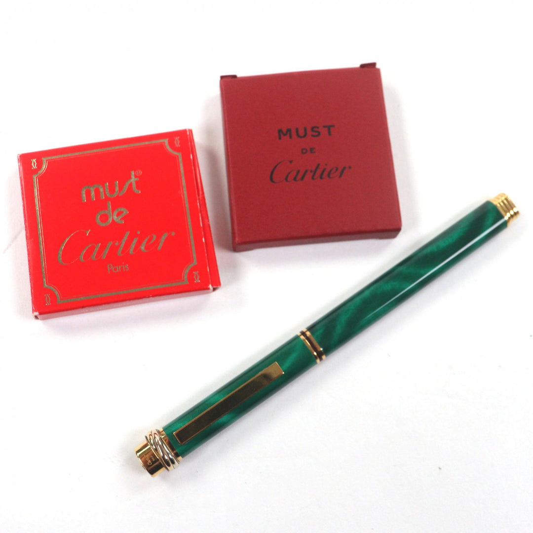 Great Cartier fountain pen Must de Cartier Trinity Marble green 18K mens