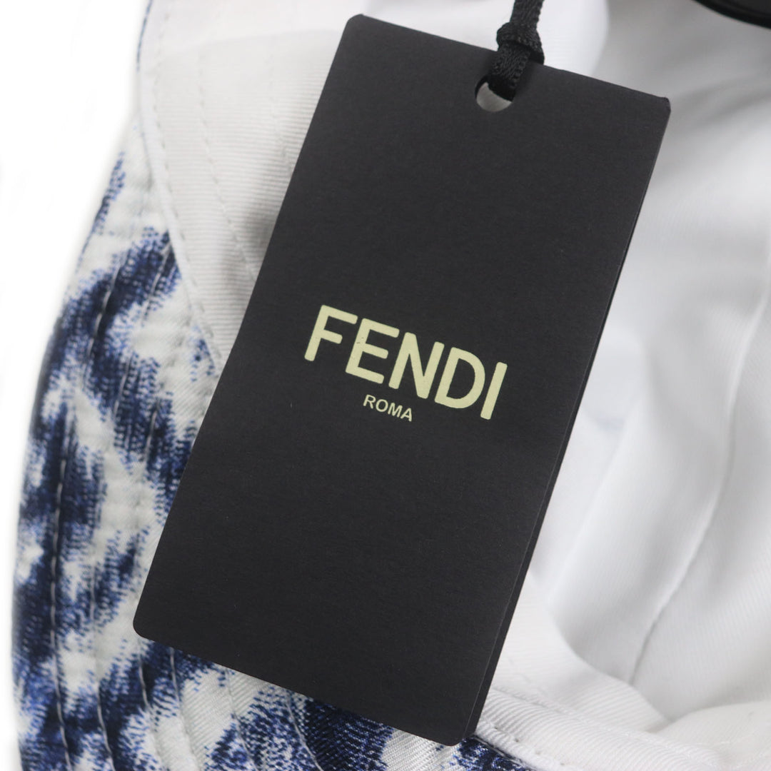 Pristine FENDI cap All-over pattern baseball hat Blue white silk mens 58 FXQ961