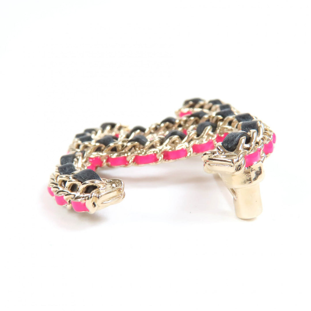 Pristine CHANEL Brooch COCO Mark gold black pink Women B23B