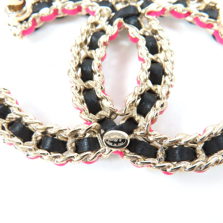 Pristine CHANEL Brooch COCO Mark gold black pink Women B23B