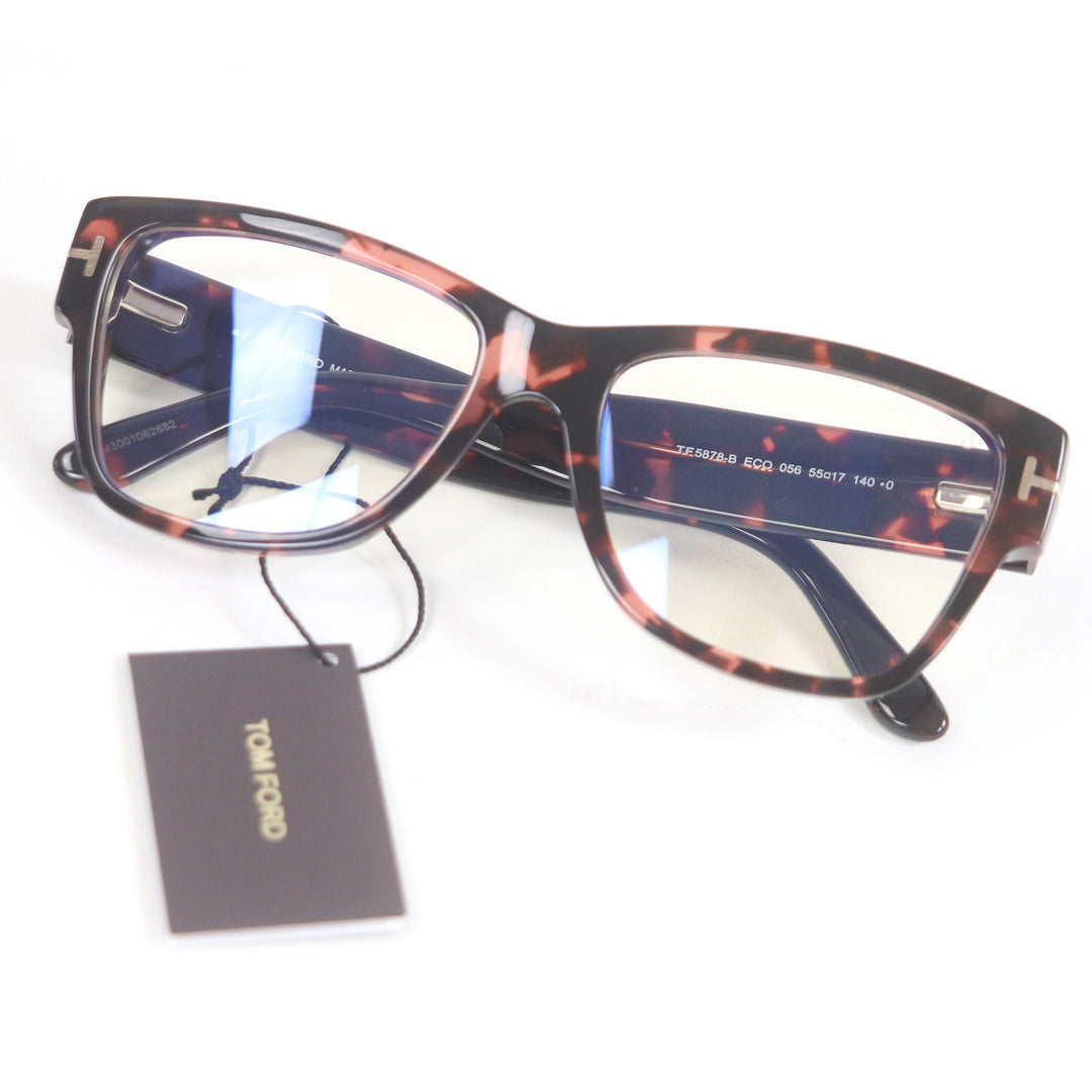 Excellent TOM FORD Glasses Marble Pattern Wellington Pink Clear Brown mens TF5878-B