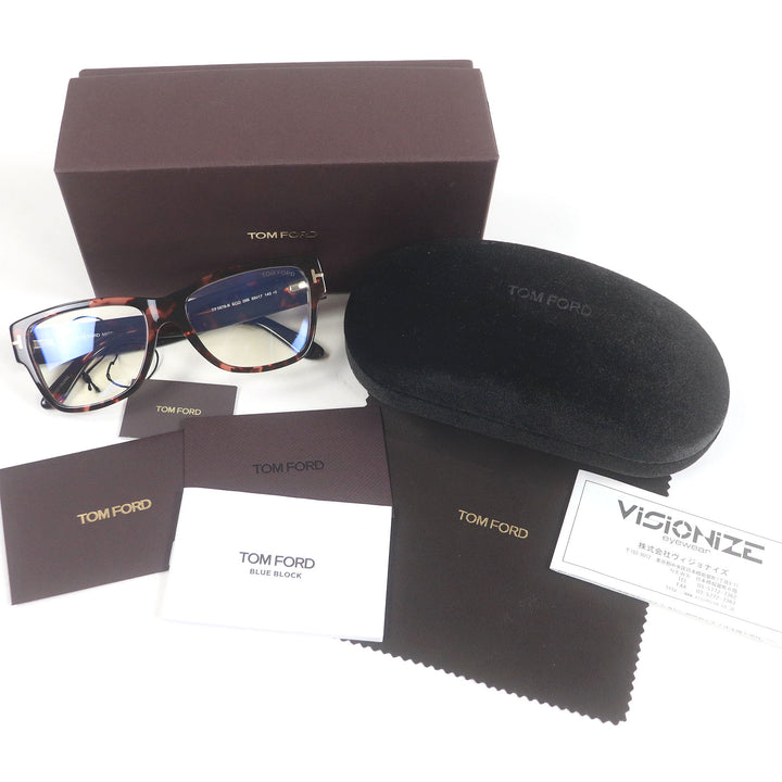 Excellent TOM FORD Glasses Marble Pattern Wellington Pink Clear Brown mens TF5878-B