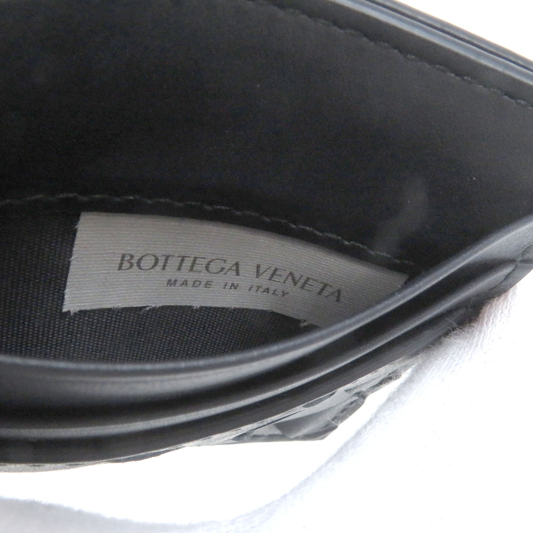 Pristine BOTTEGAVENETA Card Case INTRECCIATO business card holder navy leather