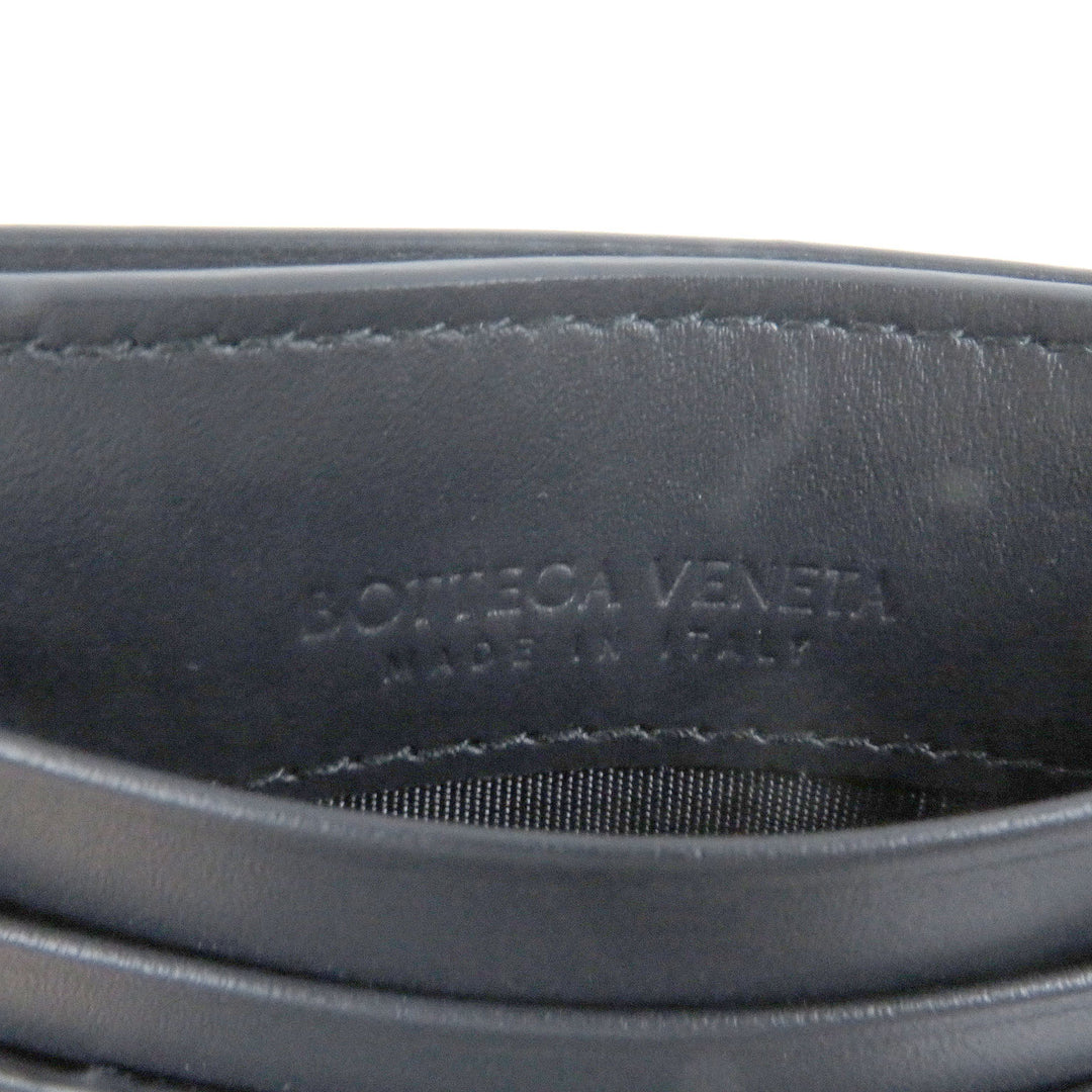 Pristine BOTTEGAVENETA Card Case INTRECCIATO business card holder navy leather
