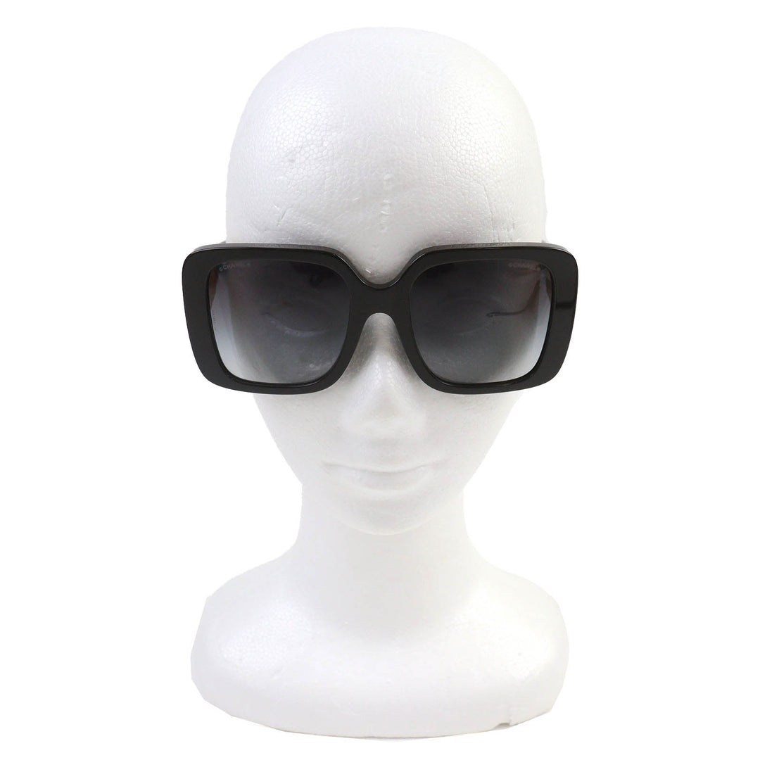 Excellent CHANEL COCO Mark Square Shape Eyewear Sunglasses Current Model Black 5532-A